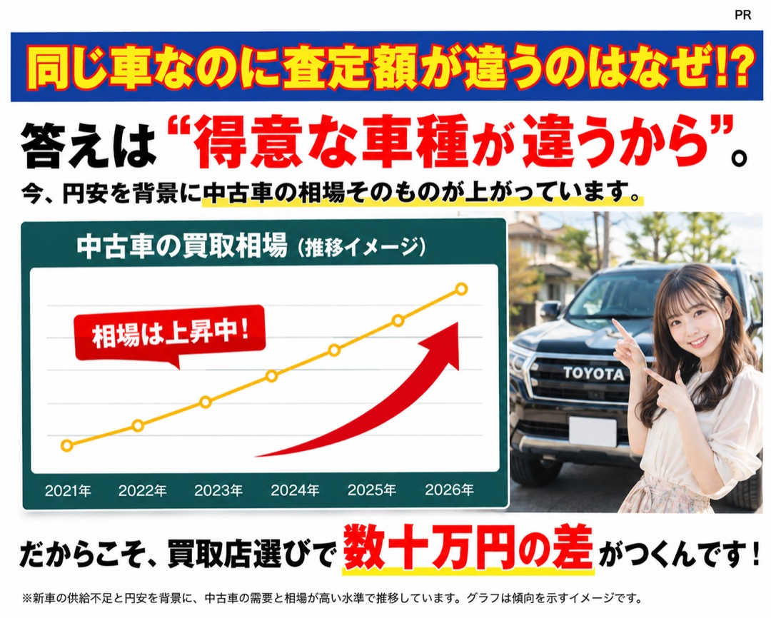 同じ車なのに査定額が違うのはなぜ？ 円安を背景に中古車の相場が上がっています